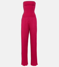 Alaïa Strapless pleated knitted jumpsuit