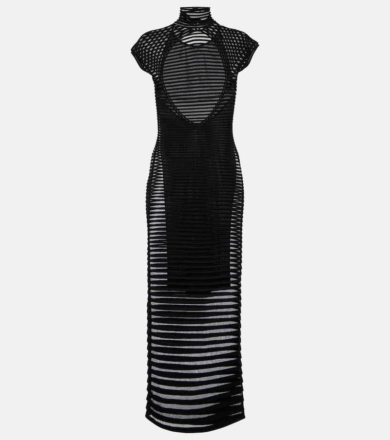 Alaïa Striped crêpe-paneled gown