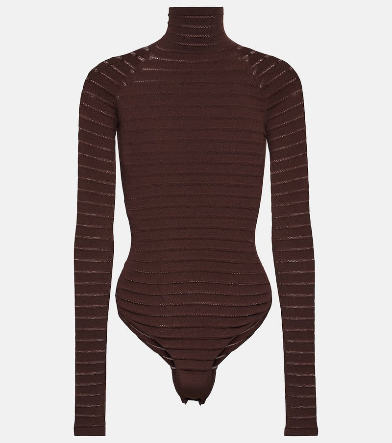 Alaïa Striped turtleneck bodysuit