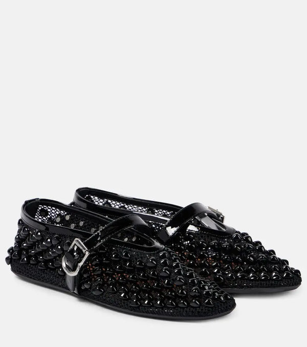 Alaïa Studded mesh Mary Jane flats | LYBSTORE