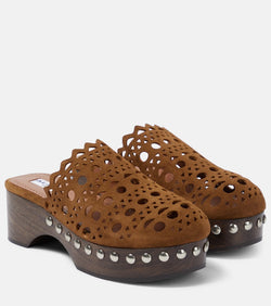 Alaïa Vienne suede and wood clogs