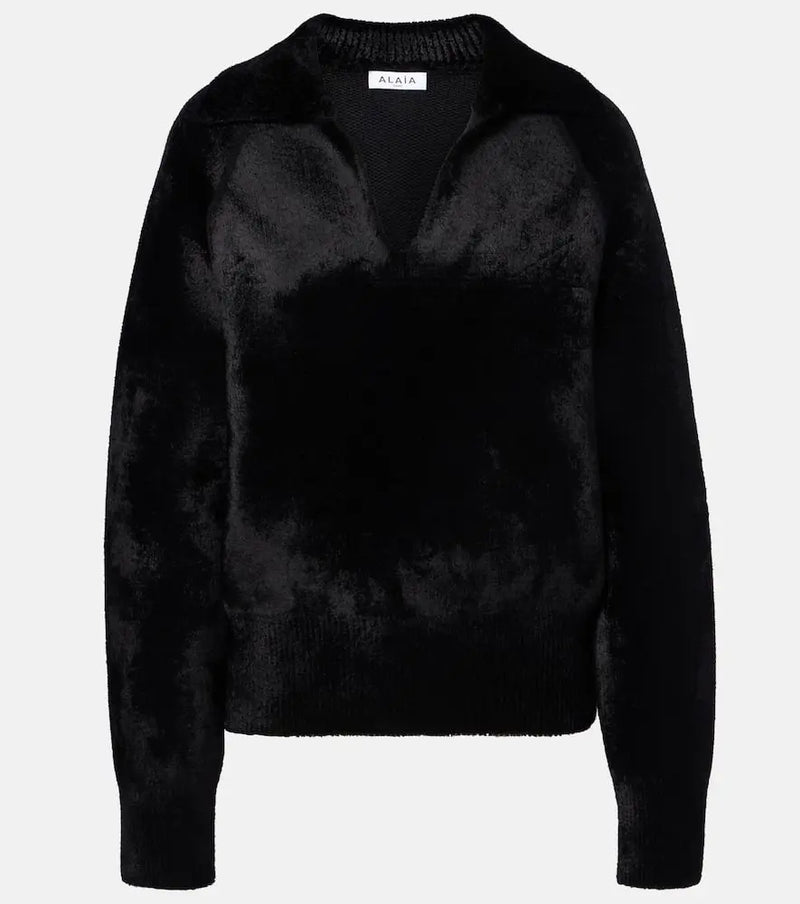 Alaïa Wool-blend polo sweater | LYBSTORE