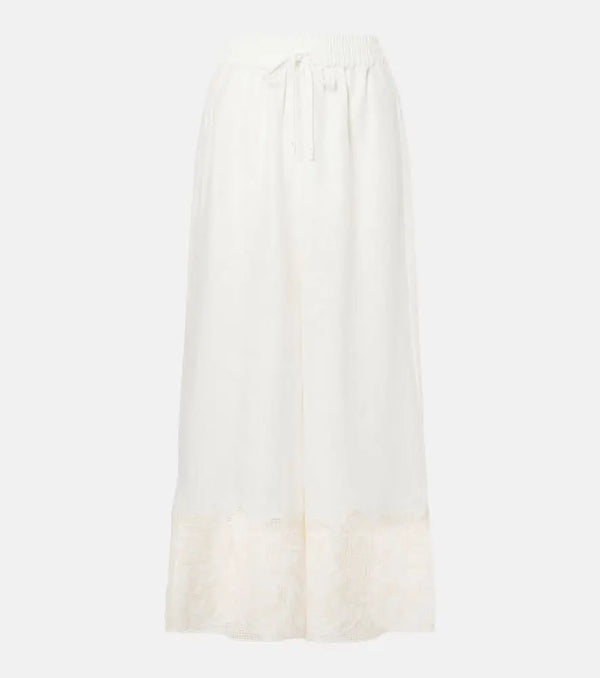 Alémais Embroidered linen culottes | LYBSTORE