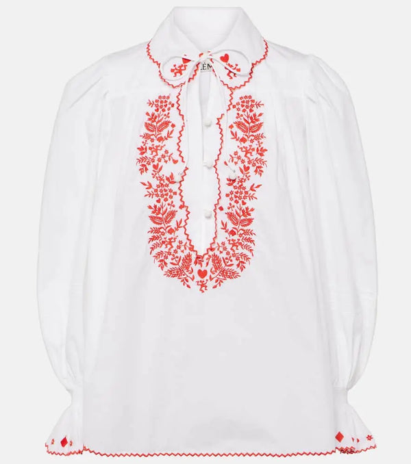 Alémais Hearts embroidered cotton shirt | LYBSTORE