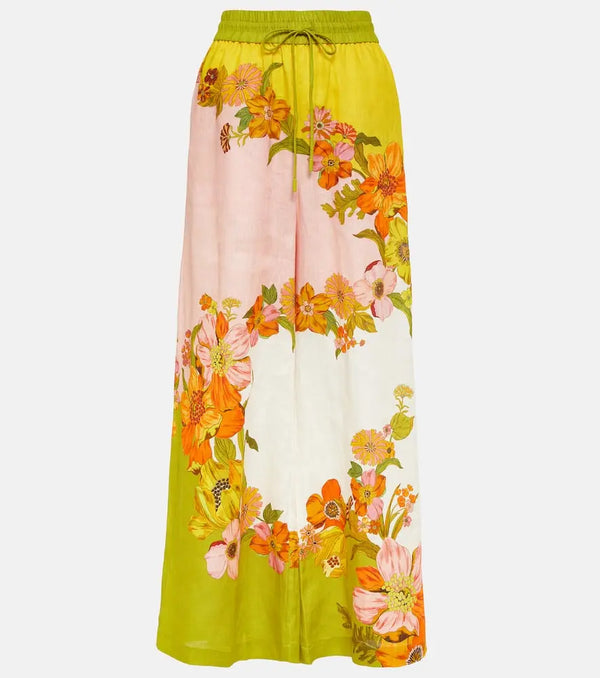 Alémais Silas floral linen wide-leg pants | LYBSTORE