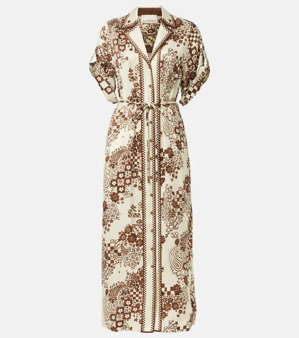 Alémais Vinnie printed satin shirt dress | LYBSTORE