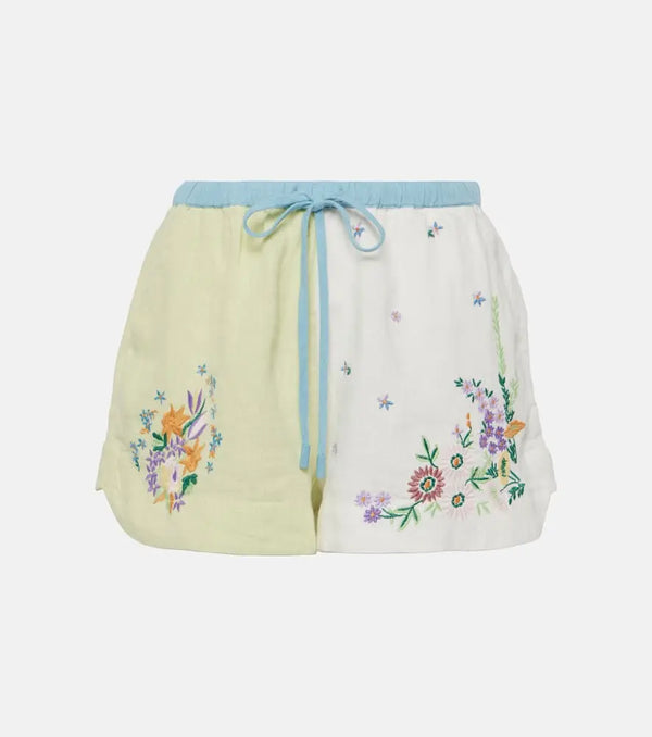 Alémais Willa embroidered linen shorts | LYBSTORE