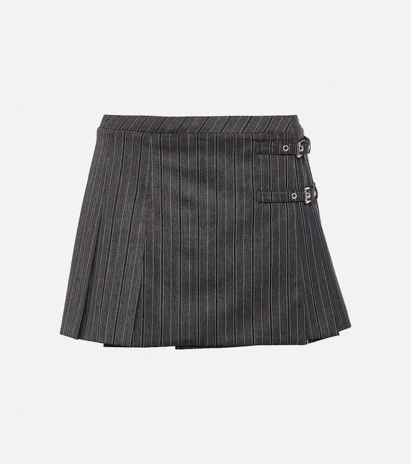 Alessandra Rich Belted pinstriped miniskirt | LYBSTORE