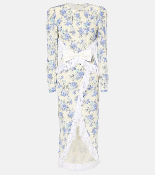 Alessandra Rich Bow-detail lace-trimmed silk maxi dress | LYBSTORE