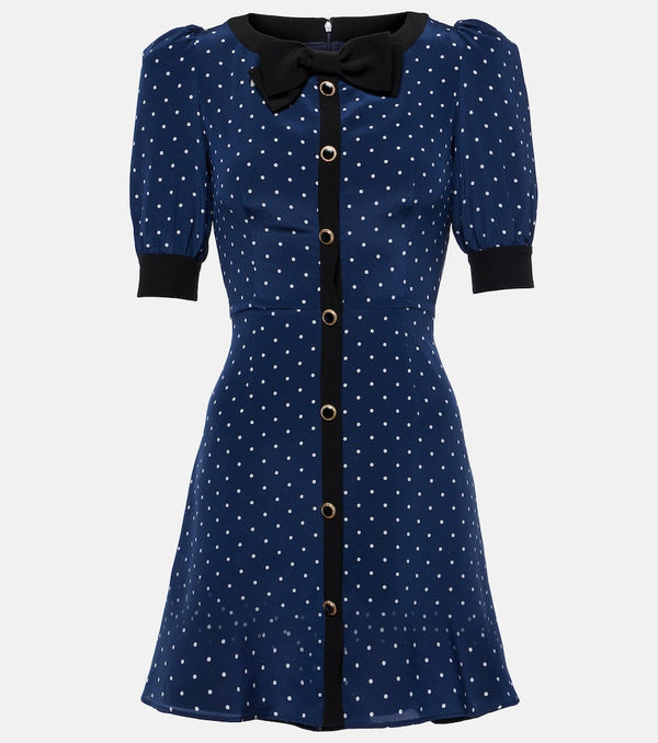 Alessandra Rich Bow-detail polka-dot silk minidress