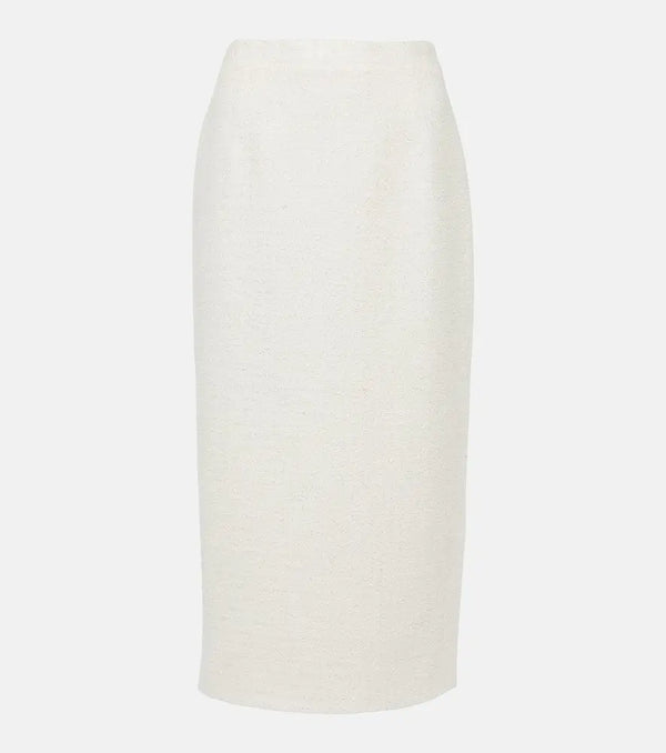 Alessandra Rich Checked tweed bouclé pencil skirt | LYBSTORE