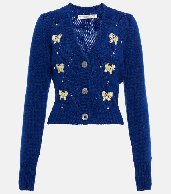 Alessandra Rich Embellished alpaca wool-blend cardigan