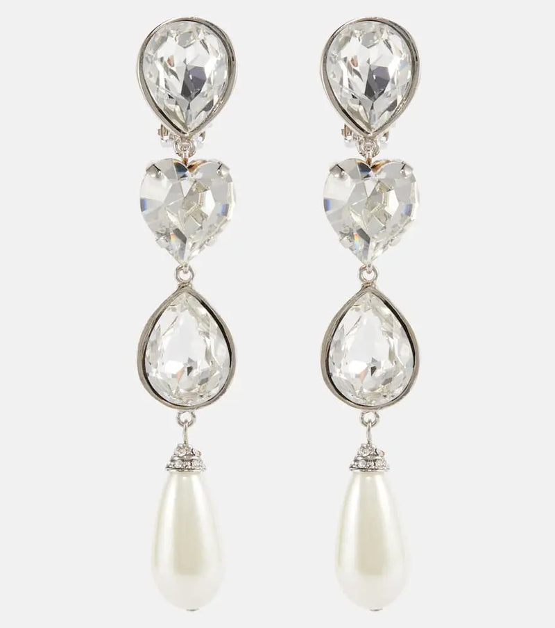 Alessandra Rich Embellished clip-on drop earrings