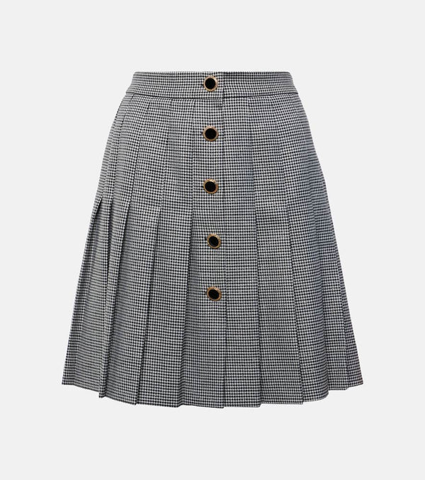 Alessandra Rich Houndstooth wool-blend miniskirt | LYBSTORE