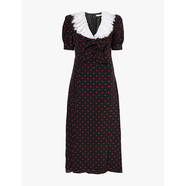 Womens Alessandra Rich Lace-collar polka-dot silk midi dress