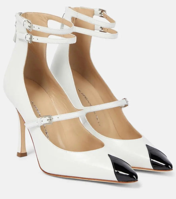 Alessandra Rich Paneled leather pumps | LYBSTORE