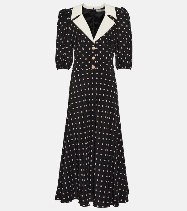 Alessandra Rich Polka-dot silk midi dress | LYBSTORE