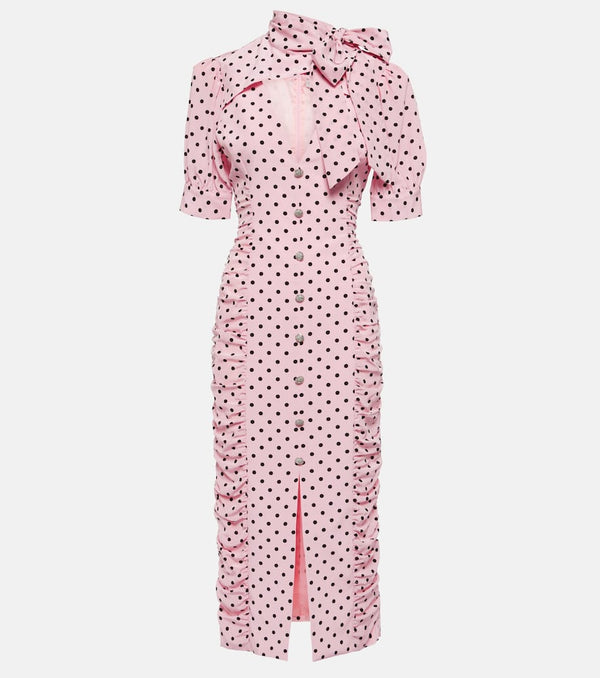 Alessandra Rich Polka-dot tie-neck silk midi dress