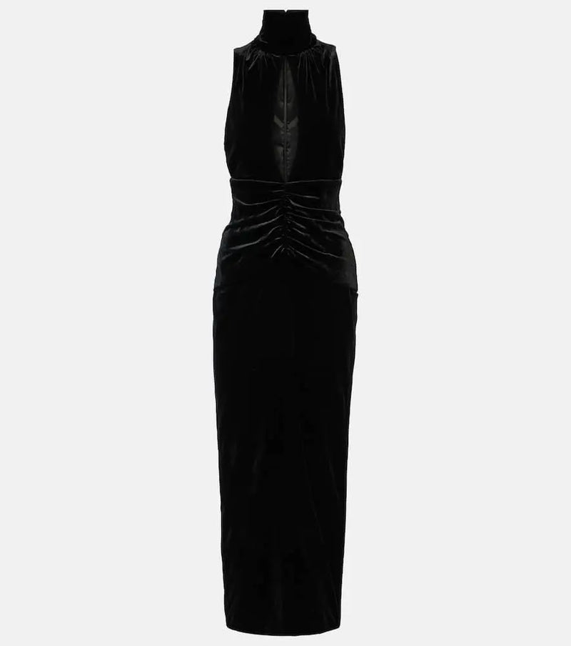 Alessandra Rich Ruched cutout velvet gown | LYBSTORE