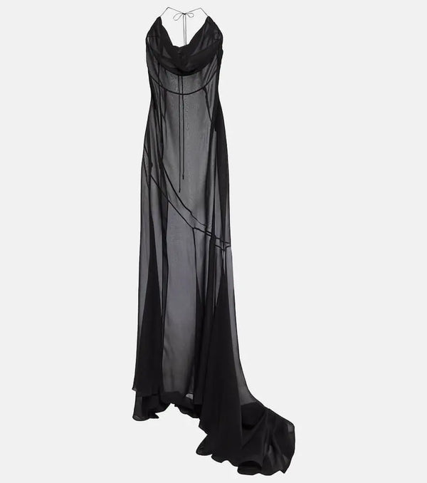 Alessandra Rich Silk georgette gown | LYBSTORE