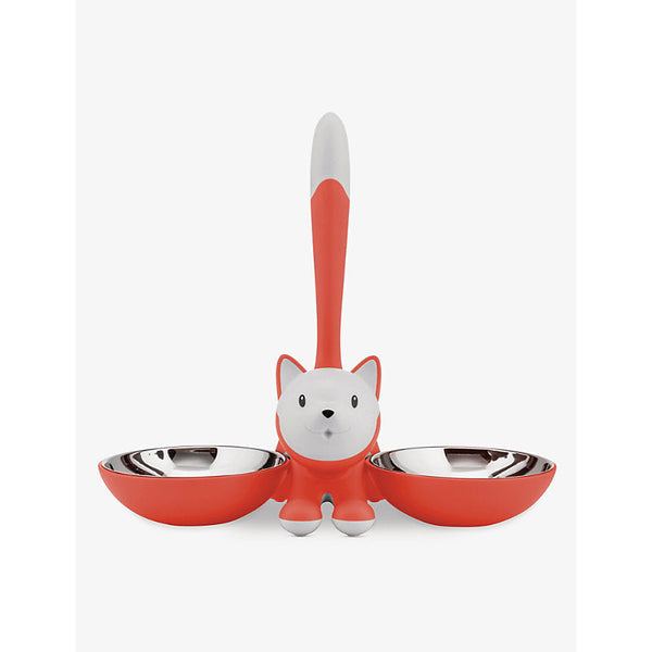 Alessi Tigrito thermoplastic resin and stainless steel cat bowl | LYBSTORE