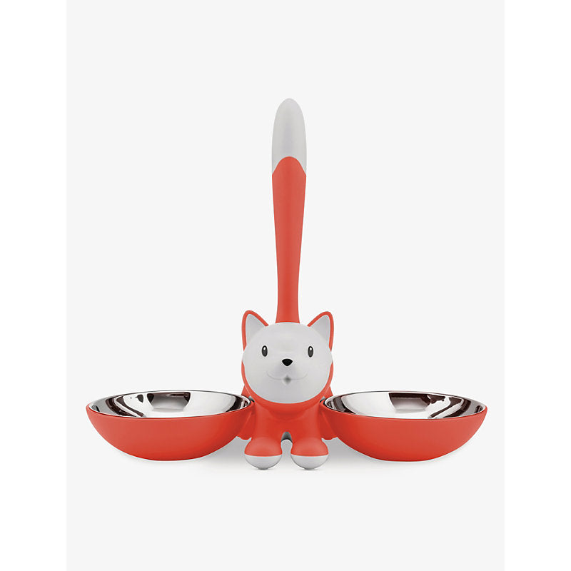 Alessi Tigrito thermoplastic resin and stainless steel cat bowl