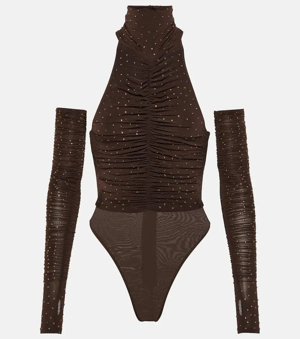 Alex Perry Arlie embellished halterneck bodysuit | LYBSTORE