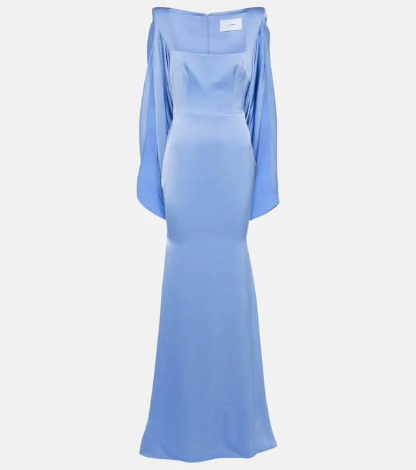 Alex Perry Caped crêpe satin gown | LYBSTORE