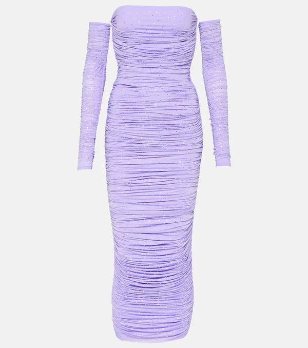 Alex Perry Crystal-embellished ruched jersey gown | LYBSTORE