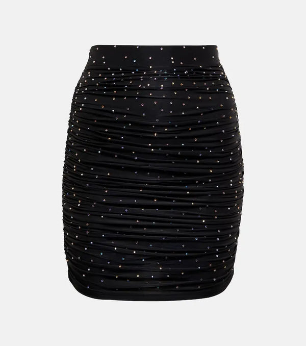 Alex Perry Crystal-embellished ruched miniskirt | LYBSTORE