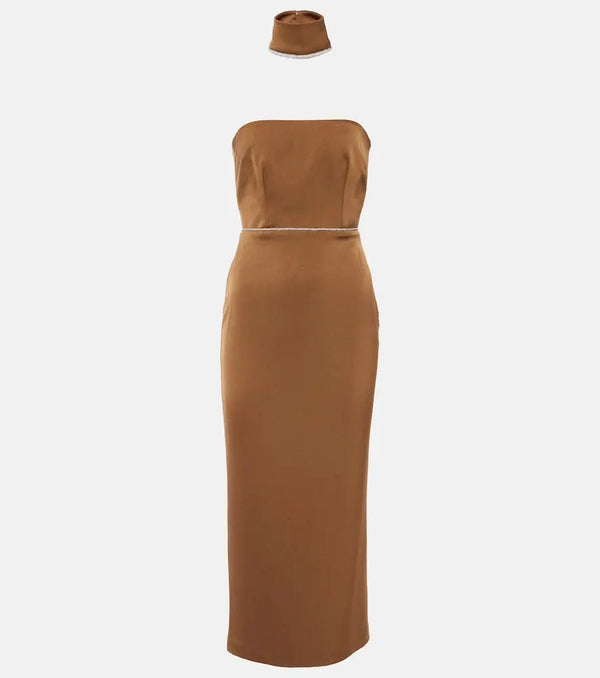 Alex Perry Crystal-embellished satin midi dress | LYBSTORE