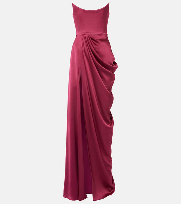 Alex Perry Draped satin crêpe bustier gown