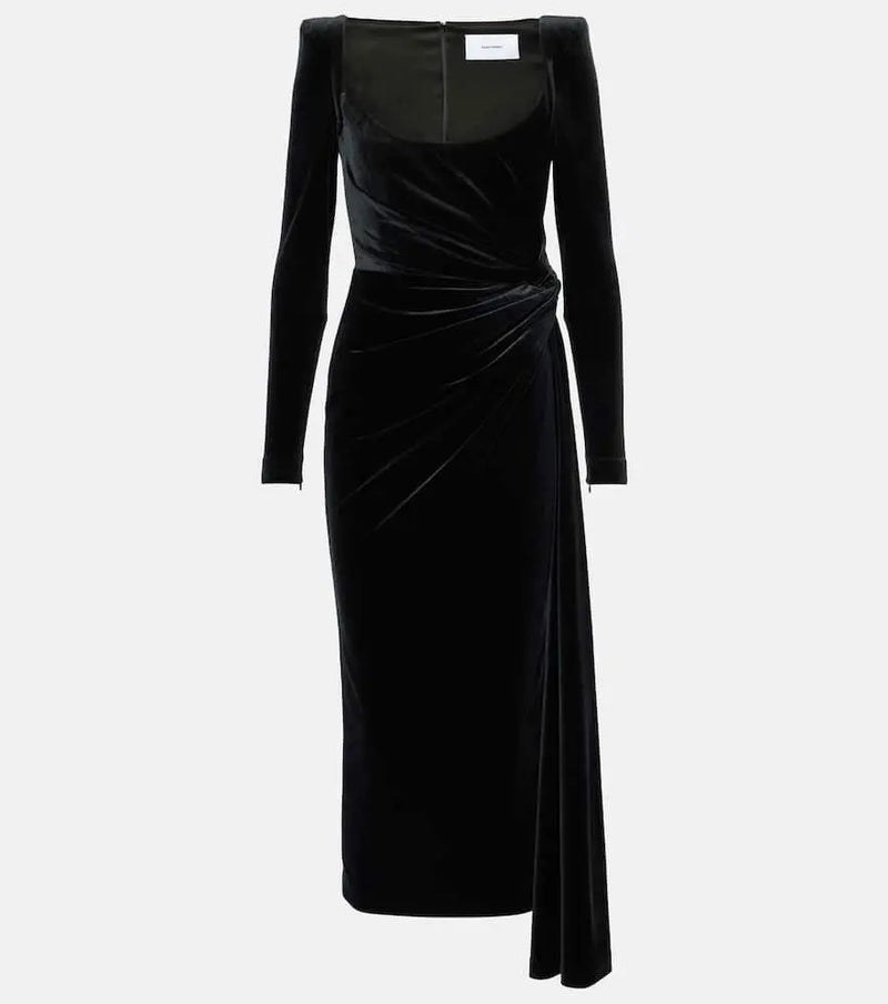 Alex Perry Draped velvet midi dress | LYBSTORE