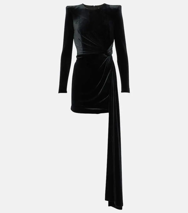 Alex Perry Draped velvet minidress | LYBSTORE