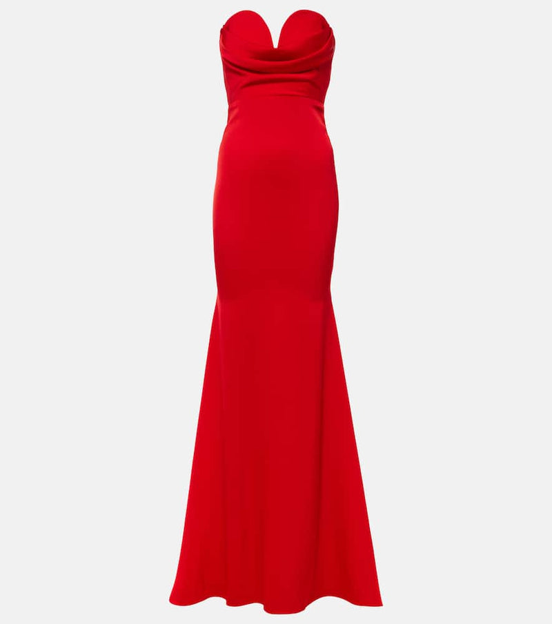 Alex Perry Gathered strapless satin gown