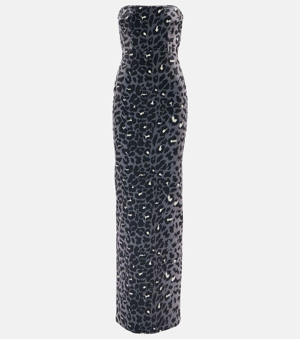 Alex Perry Leopard-print strapless velvet gown