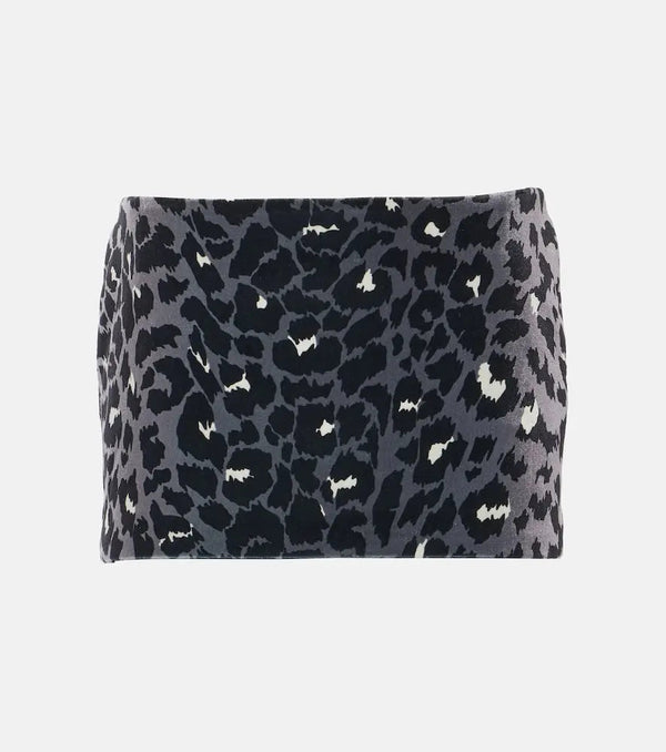 Alex Perry Leopard-print velvet miniskirt | LYBSTORE