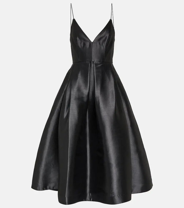 Alex Perry Pleated silk faille midi dress | LYBSTORE