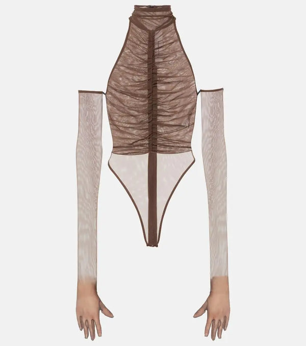 Alex Perry Ruched sheer bodysuit