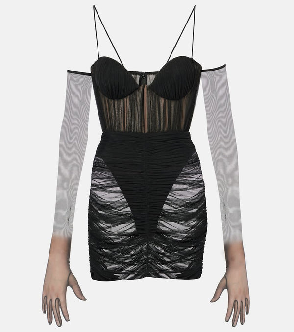 Alex Perry Ruched sheer bustier dress | LYBSTORE