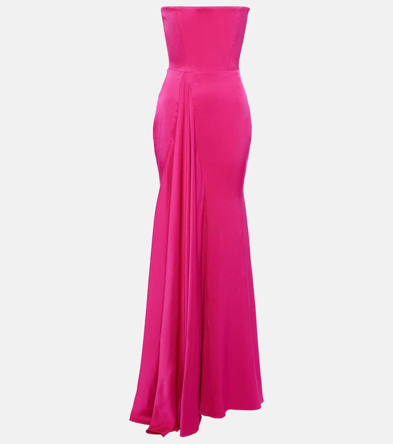 Alex Perry Strapless draped crêpe satin gown