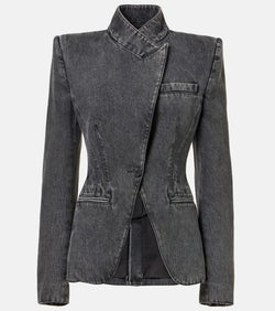 Alexander McQueen Asymmetric denim blazer