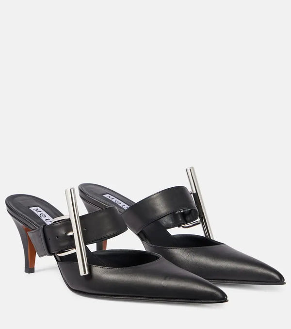 Alexander McQueen Birdee Cross-Bar leather mules