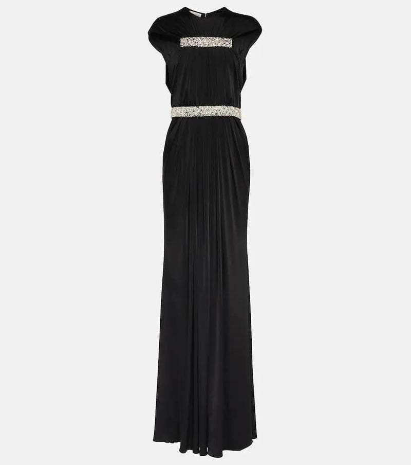 Alexander McQueen Embellished caped crêpe gown