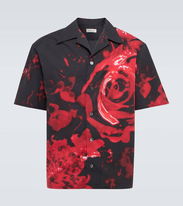 Alexander McQueen Floral cotton poplin bowling shirt