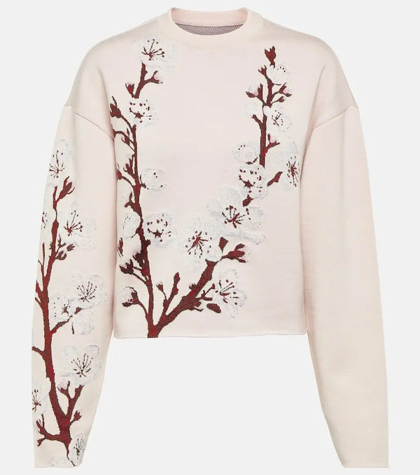 Alexander McQueen Floral jacquard wool and silk sweater | LYBSTORE