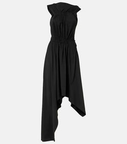 Alexander McQueen Gathered asymmetric cotton jersey midi dress