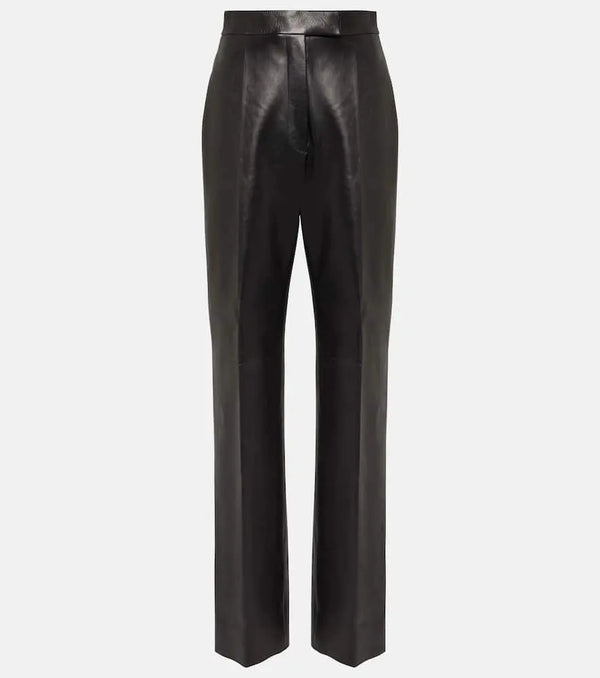 Alexander McQueen High-rise leather straight pants