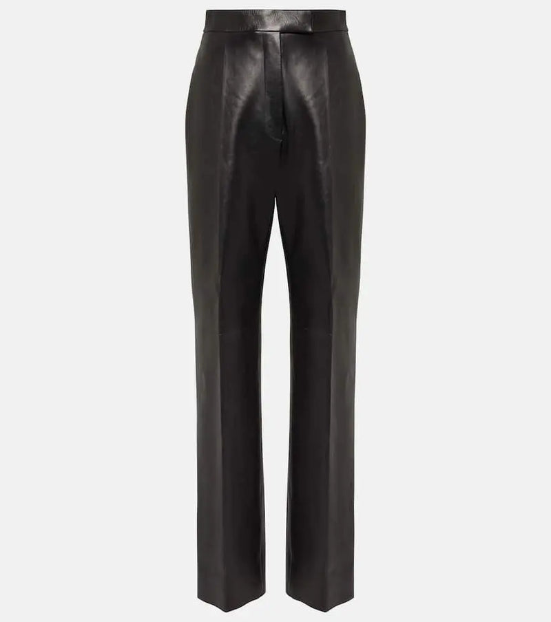 Alexander McQueen High-rise leather straight pants