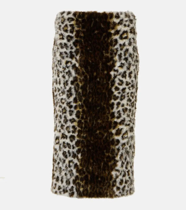 Alexander McQueen Jacquard faux fur pencil skirt